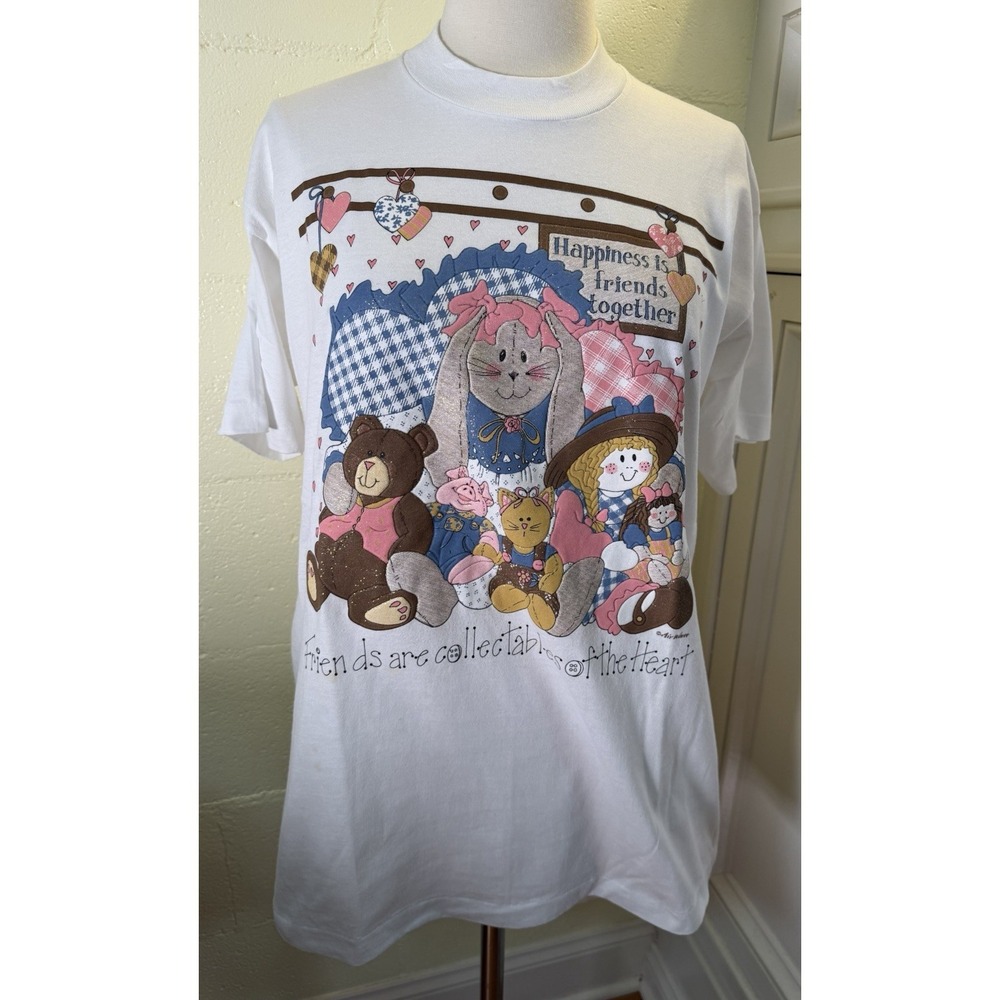 Vtg 90s T Shirt Single Stitch Cottagecore Fruit Of The Loom Sz L Country Craft
